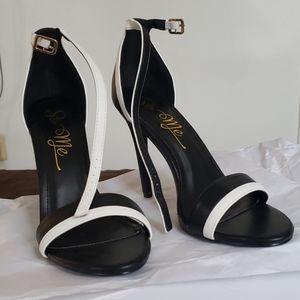 Black and white open toe